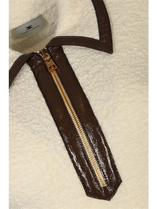 Polo in maglia bouclé con dettagli in vinile Elisabetta Franchi | MK37S57E2EG2